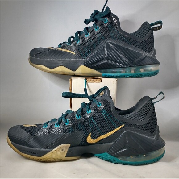 Nike LeBron James 12 XII Low “Black Green Metallic Gold” US men's 11  724557-070 - Picture 2 of 14